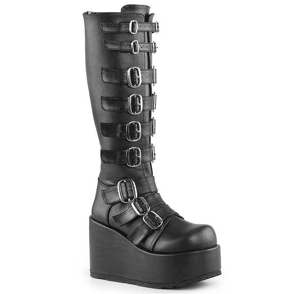 Demonia Women's Concord-108 Knee High Platform Boots - Black Vegan Leather D6837-52US Clearance